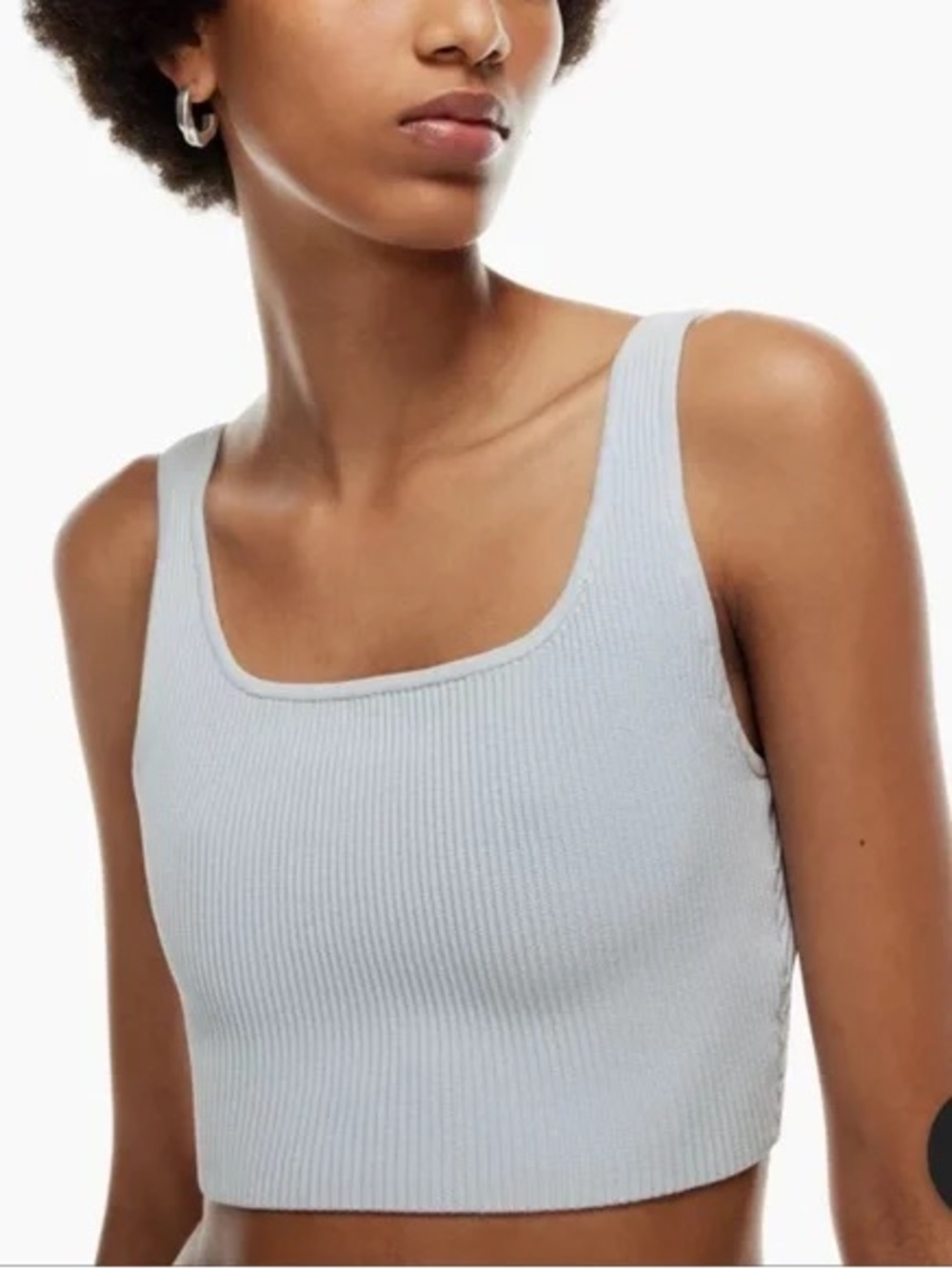 Aritiza Babaton Small Light Blue Ribbed Square-Neck Crop Tank